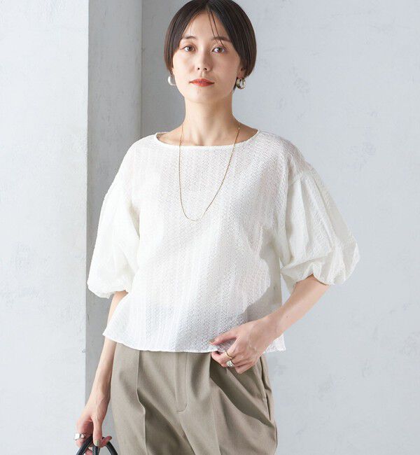 SHIPS for women「〈手洗い可能〉タック バルーン スリーブ 5分袖 ブラウス」|シャツ・ブラウス|