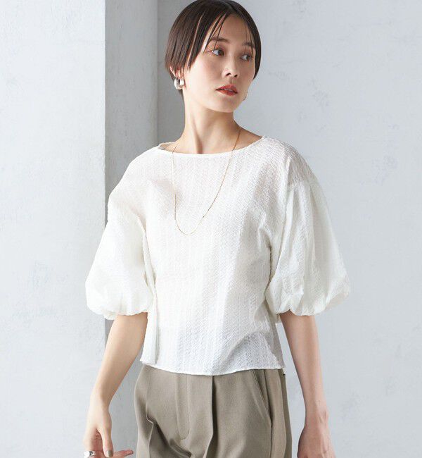 SHIPS for women「〈手洗い可能〉タック バルーン スリーブ 5分袖 ブラウス」|シャツ・ブラウス|