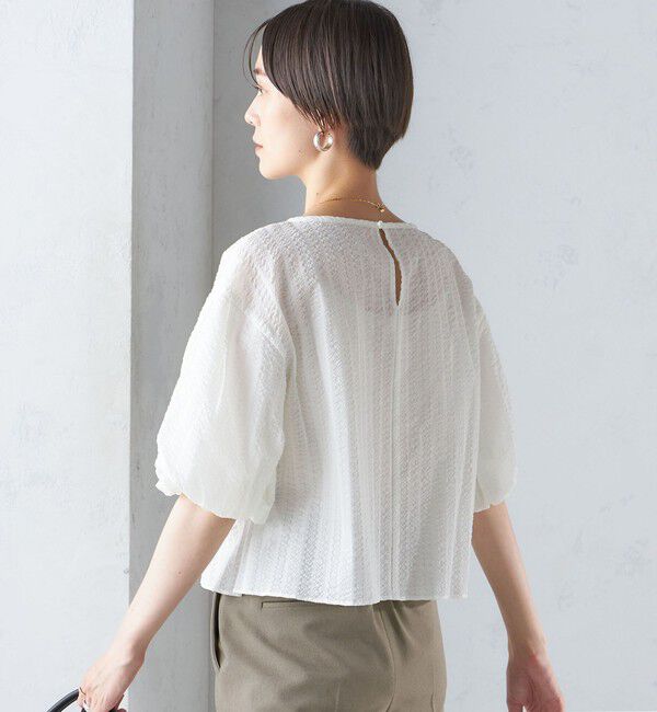 SHIPS for women「〈手洗い可能〉タック バルーン スリーブ 5分袖 ブラウス」|シャツ・ブラウス|