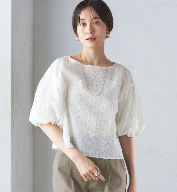 SHIPS for women「〈手洗い可能〉タック バルーン スリーブ 5分袖 ブラウス」|シャツ・ブラウス|