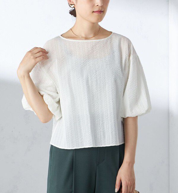 SHIPS for women「〈手洗い可能〉タック バルーン スリーブ 5分袖 ブラウス」|シャツ・ブラウス|