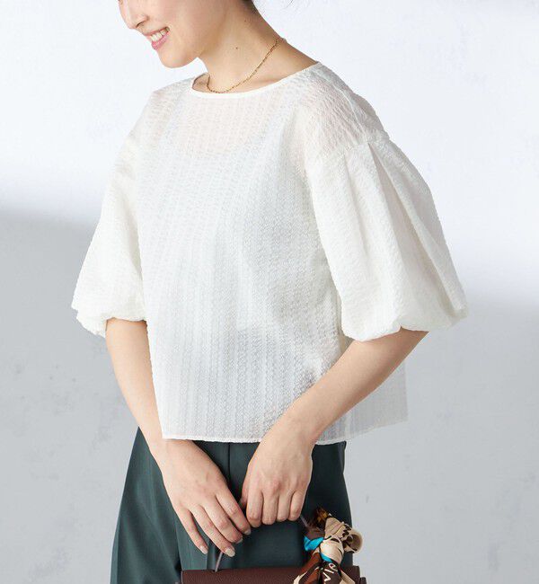 SHIPS for women「〈手洗い可能〉タック バルーン スリーブ 5分袖 ブラウス」|シャツ・ブラウス|