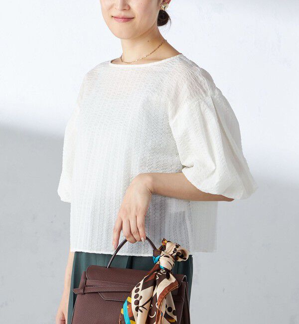 SHIPS for women「〈手洗い可能〉タック バルーン スリーブ 5分袖 ブラウス」|シャツ・ブラウス|