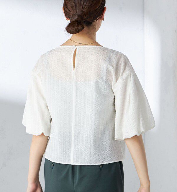 SHIPS for women「〈手洗い可能〉タック バルーン スリーブ 5分袖 ブラウス」|シャツ・ブラウス|