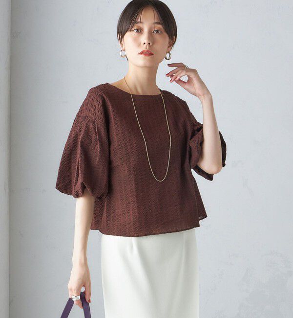 SHIPS for women「〈手洗い可能〉タック バルーン スリーブ 5分袖 ブラウス」|シャツ・ブラウス|