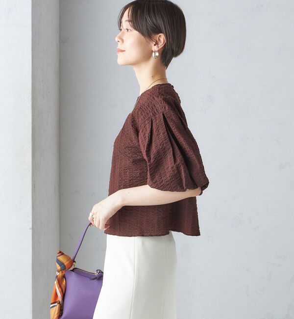 SHIPS for women「〈手洗い可能〉タック バルーン スリーブ 5分袖 ブラウス」|シャツ・ブラウス|