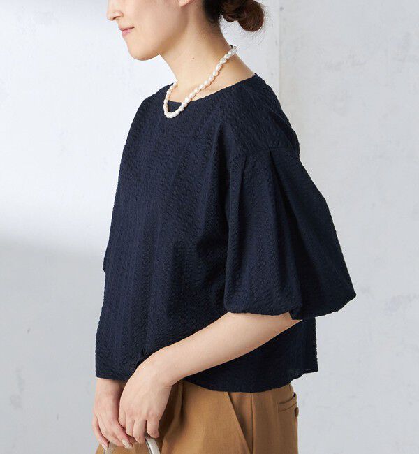 SHIPS for women「〈手洗い可能〉タック バルーン スリーブ 5分袖 ブラウス」|シャツ・ブラウス|