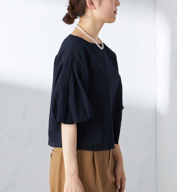 SHIPS for women「〈手洗い可能〉タック バルーン スリーブ 5分袖 ブラウス」|シャツ・ブラウス|