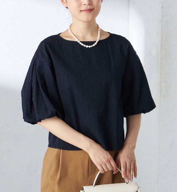 SHIPS for women「〈手洗い可能〉タック バルーン スリーブ 5分袖 ブラウス」|シャツ・ブラウス|