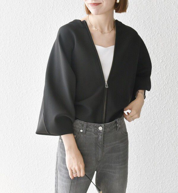 SHIPS any「《一部追加予約》【WEB限定】SHIPS any:〈手洗い可能〉ドルマン ジップ ブルゾン カーディガン」|カーディガン|