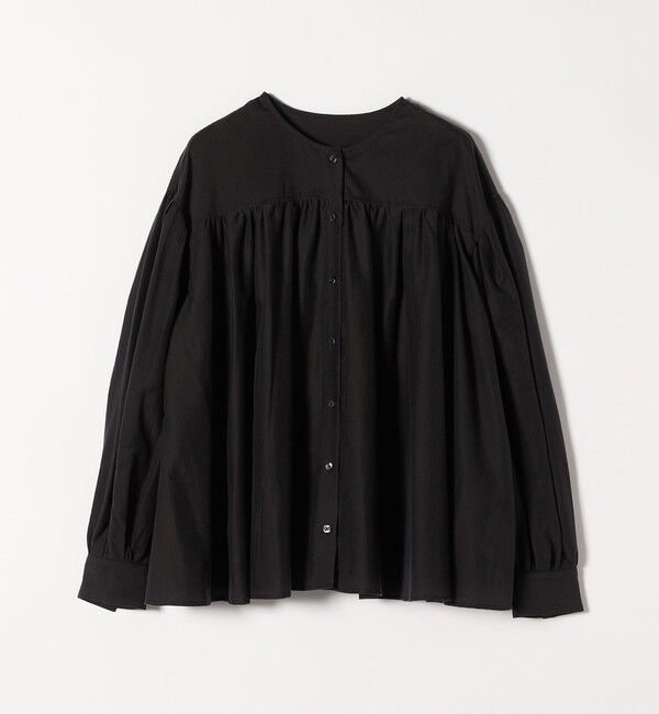 quaranciel「quaranciel:〈洗濯機可能〉シアー ギャザー クルーネック シャツ ブラウス」|シャツ・ブラウス|