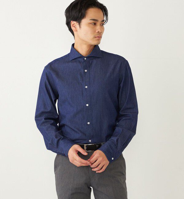 SHIPS Colors 「SHIPS Colors:〈洗濯機可能〉4.5オンス デニム ワイドカラー シャツ◇」|シャツ・ブラウス|