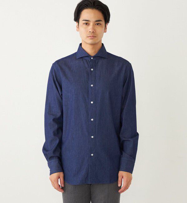 SHIPS Colors 「SHIPS Colors:〈洗濯機可能〉4.5オンス デニム ワイドカラー シャツ◇」|シャツ・ブラウス|