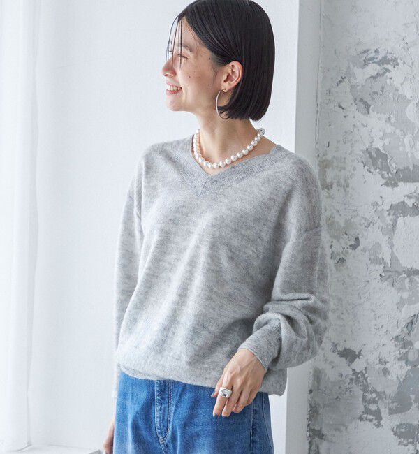 SHIPS for women「〈手洗い可能〉モヘヤ パイル Vネック プルオーバー」|ニット・セーター|