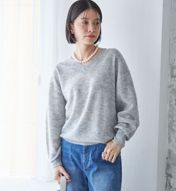 SHIPS for women「〈手洗い可能〉モヘヤ パイル Vネック プルオーバー」|ニット・セーター|