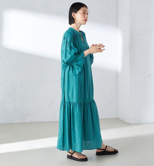 SHIPS for women「〈手洗い可能〉コットン シルク ローン ティアード ワンピース」|ワンピース|