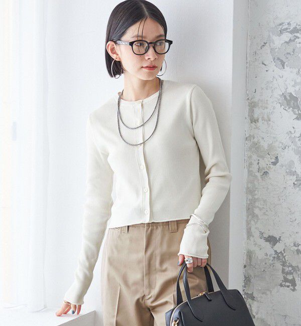 SHIPS for women「〈手洗い可能〉レーヨン ポリ リブ クルーネック カーディガン」|カーディガン|