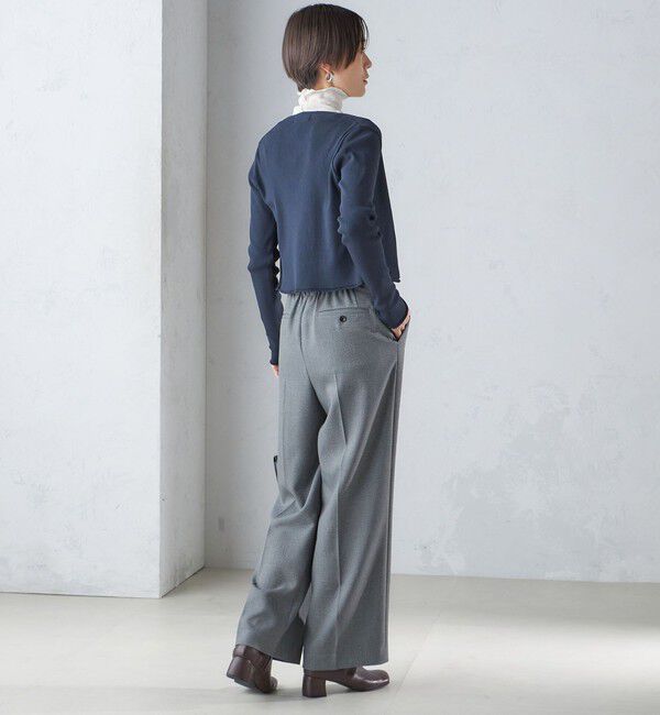 SHIPS for women「〈手洗い可能〉レーヨン ポリ リブ クルーネック カーディガン」|カーディガン|