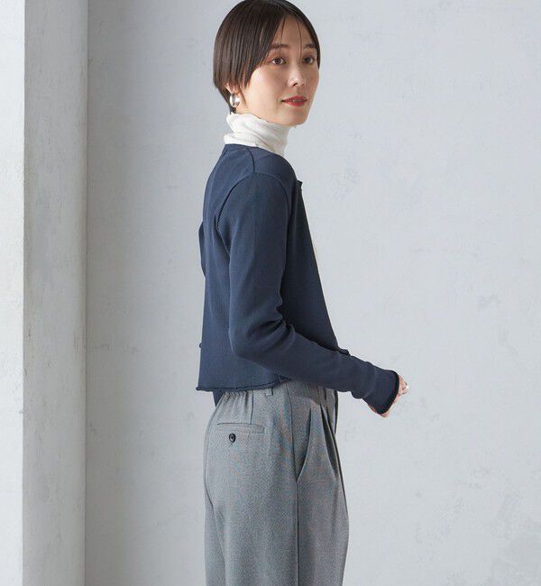 SHIPS for women「〈手洗い可能〉レーヨン ポリ リブ クルーネック カーディガン」|カーディガン|