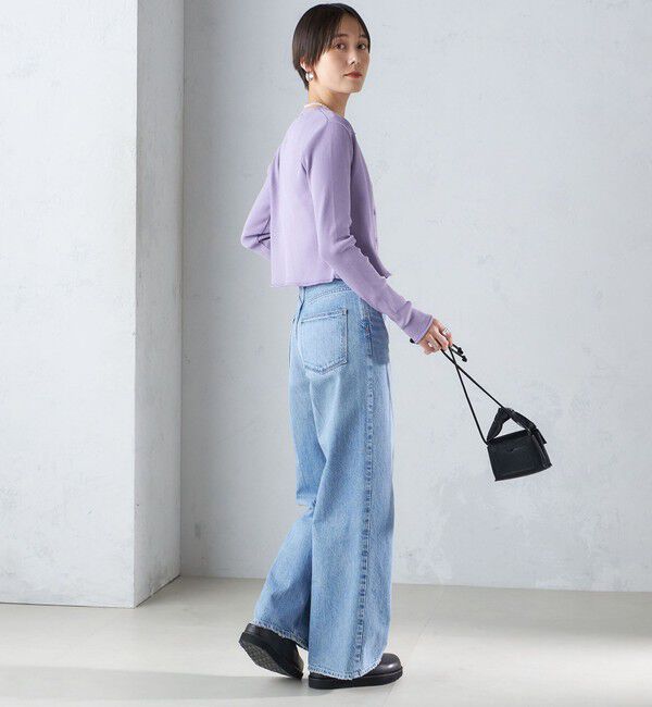 SHIPS for women「〈手洗い可能〉レーヨン ポリ リブ クルーネック カーディガン」|カーディガン|