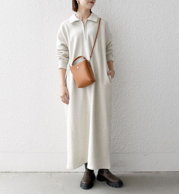 SHIPS any「SHIPS any:〈洗濯機可能〉USA コットン 裏起毛 ハーフジップ ワンピース」|ワンピース|