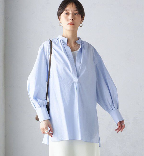 SHIPS for women「〈手洗い可能〉コットン ギャザー チュニック ブラウス」|シャツ・ブラウス|