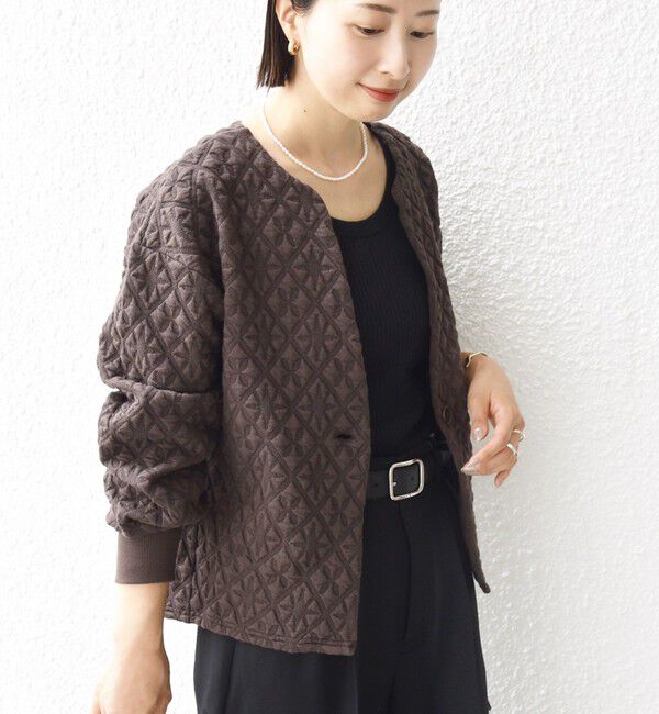 SHIPS for women「【WEB限定】〈手洗い可能〉キルティング ジャカード カーディガン」|カーディガン|