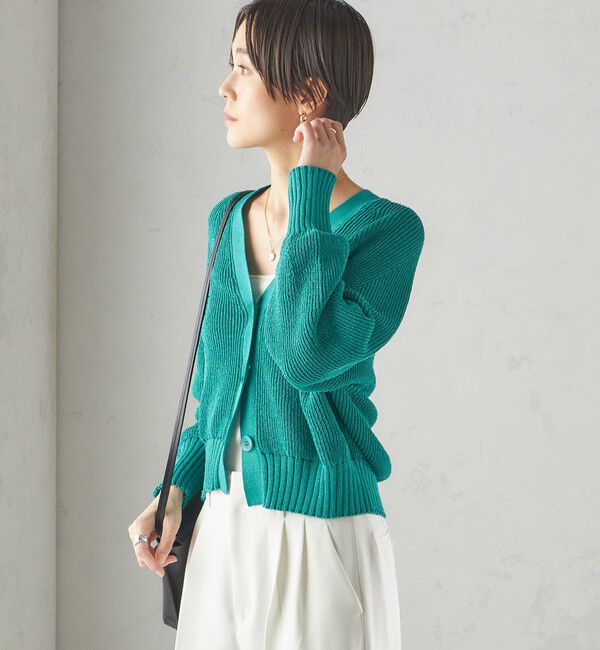 SHIPS for women「〈手洗い可能〉ペーパー ポリエステル Vネック カーディガン」|カーディガン|