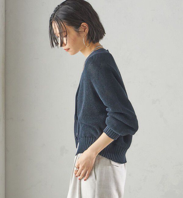 SHIPS for women「〈手洗い可能〉ペーパー ポリエステル Vネック カーディガン」|カーディガン|