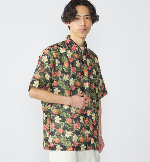 SHIPS「SHIPS: メッシュ プリント レギュラーカラー ショートスリーブ シャツ」|シャツ・ブラウス|