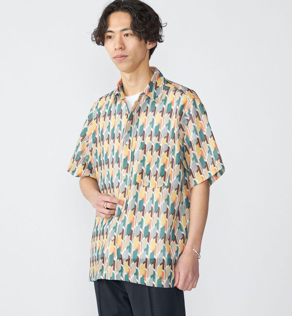 SHIPS「SHIPS: メッシュ プリント レギュラーカラー ショートスリーブ シャツ」|シャツ・ブラウス|