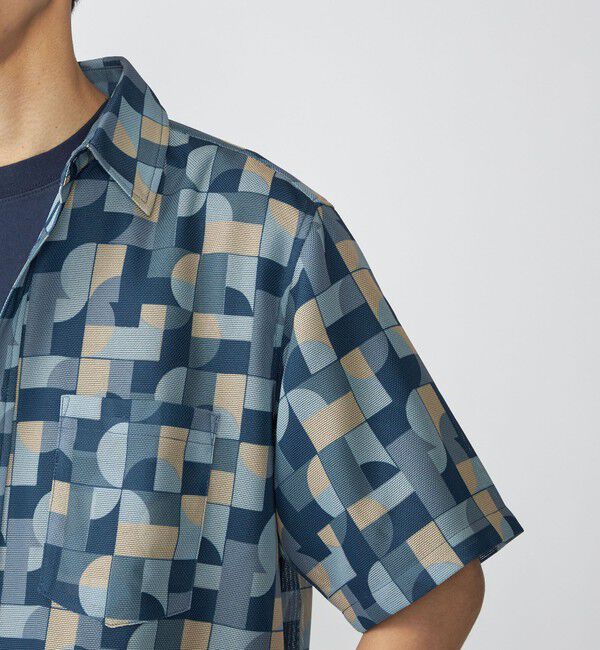 SHIPS「SHIPS: メッシュ プリント レギュラーカラー ショートスリーブ シャツ」|シャツ・ブラウス|