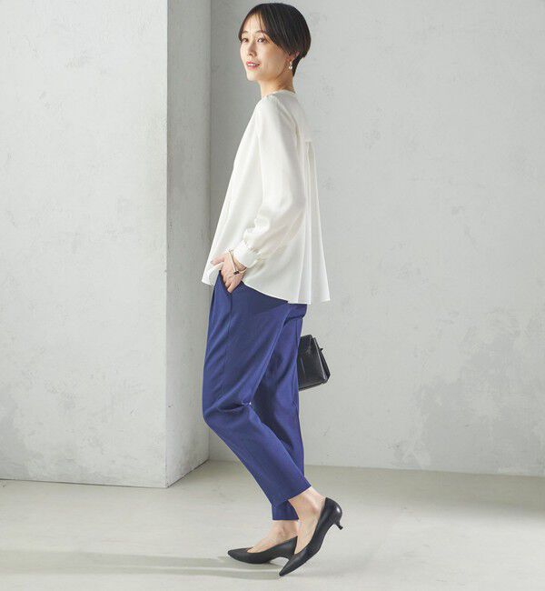 SHIPS for women「〈手洗い可能〉バックサテン Vネック ロング スリーブ ブラウス」|シャツ・ブラウス|