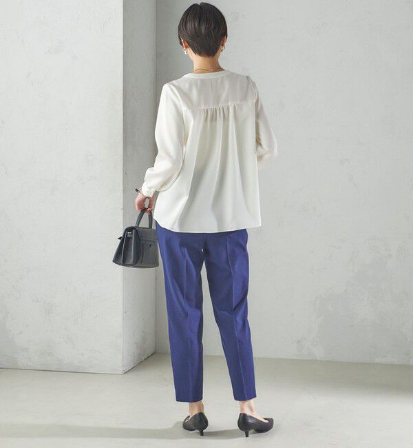 SHIPS for women「〈手洗い可能〉バックサテン Vネック ロング スリーブ ブラウス」|シャツ・ブラウス|