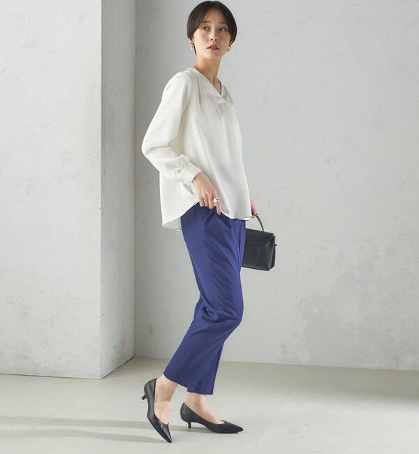 SHIPS for women「〈手洗い可能〉バックサテン Vネック ロング スリーブ ブラウス」|シャツ・ブラウス|