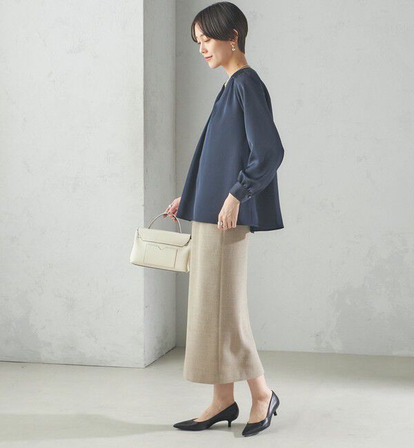 SHIPS for women「〈手洗い可能〉バックサテン Vネック ロング スリーブ ブラウス」|シャツ・ブラウス|