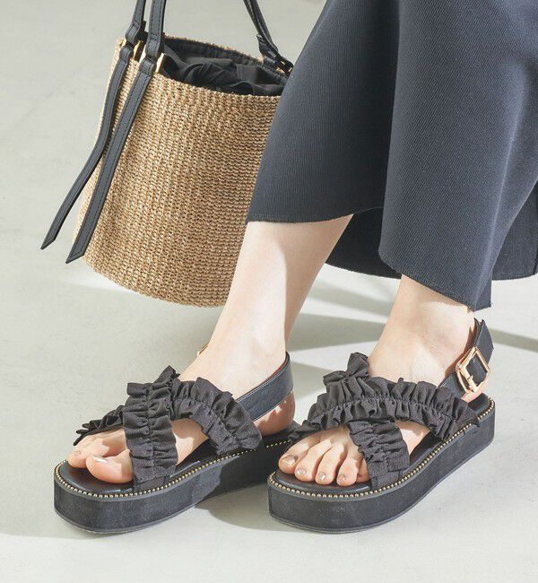 SHIPS for women「【WEB限定】クロス フリル プラット フォーム サンダル」|サンダル|
