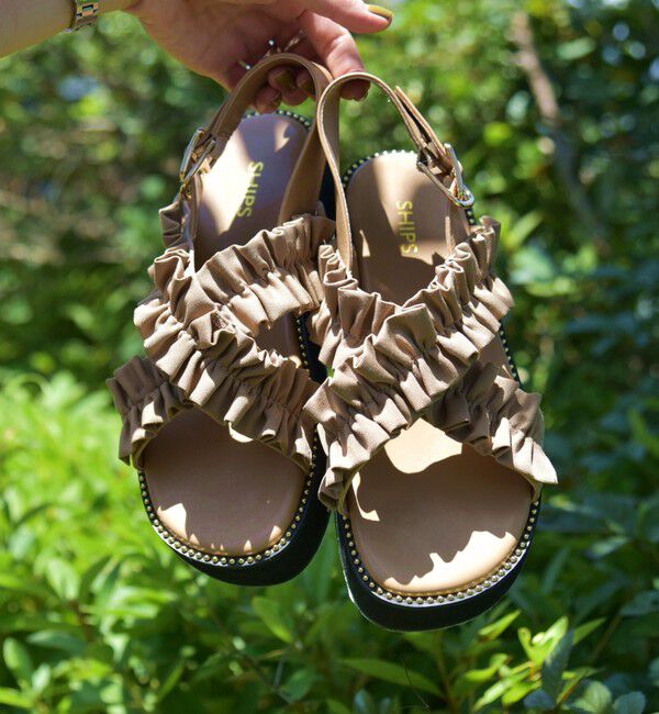 SHIPS for women「【WEB限定】クロス フリル プラット フォーム サンダル」|サンダル|