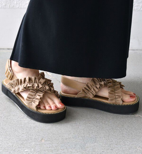 SHIPS for women「【WEB限定】クロス フリル プラット フォーム サンダル」|サンダル|