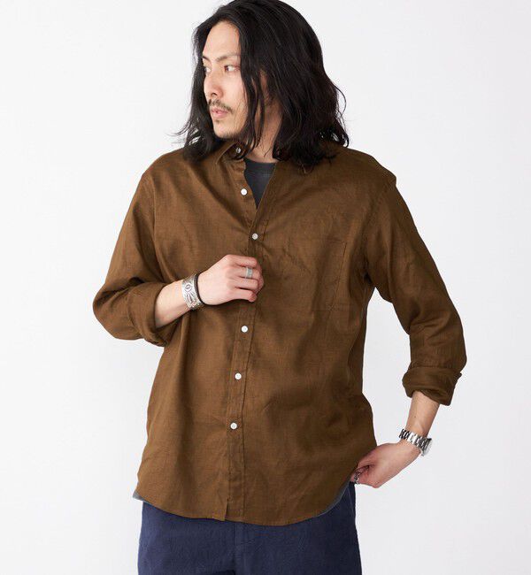 SHIPS「SHIPS: フレックスリネン レギュラーカラー  ロングスリーブ シャツ」|シャツ・ブラウス|