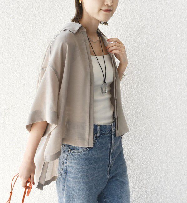 SHIPS for women「〈手洗い可能〉麻調 メッシュ 半袖 ビッグ シャツ」|シャツ・ブラウス|