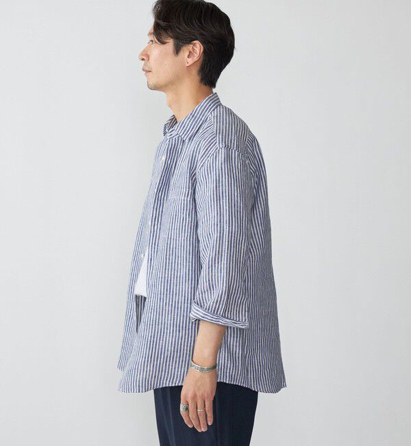 SHIPS「SHIPS: レイモンド レギュラーカラー リネン 7スリーブ シャツ」|シャツ・ブラウス|