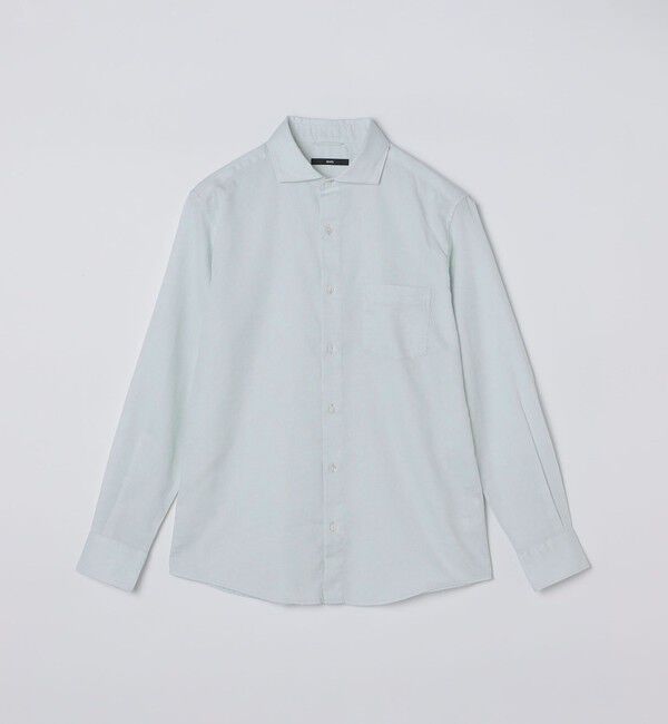 SHIPS「SHIPS: アイスコットン からみ織り セミワイドカラー シャツ」|シャツ・ブラウス|ライトグリーン