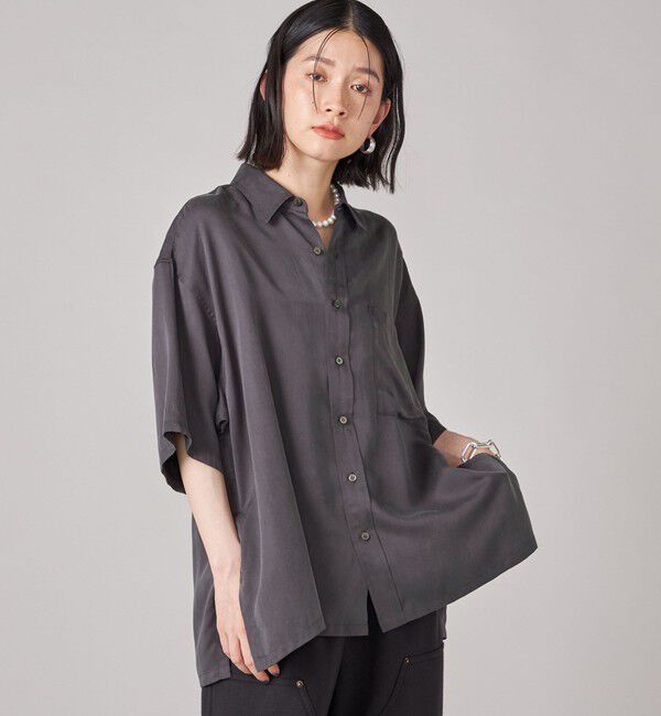 SHIPS for women「SHIPS NINE CASE:〈手洗い可能〉オーバーサイズ シャツ」|シャツ・ブラウス|グレー