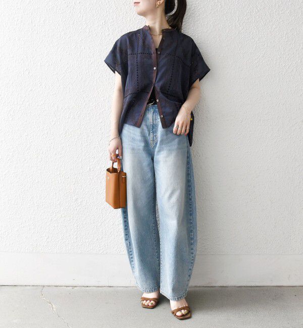 SHIPS any「SHIPS any:〈手洗い可能〉エンブロイダリー レース シアー フレンチスリーブ シャツ」|シャツ・ブラウス|