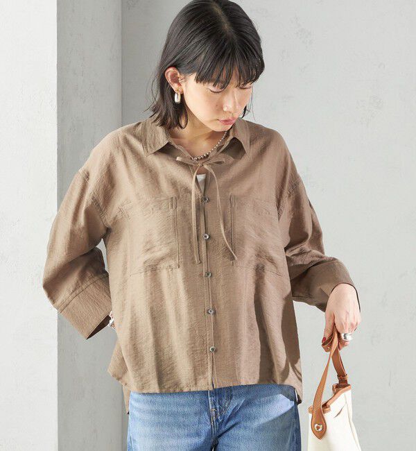 SHIPS for women「〈手洗い可能〉シアー シルク混 オープンカラー シャツ」|シャツ・ブラウス|