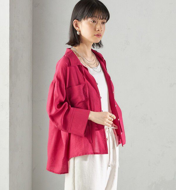 SHIPS for women「〈手洗い可能〉シアー シルク混 オープンカラー シャツ」|シャツ・ブラウス|