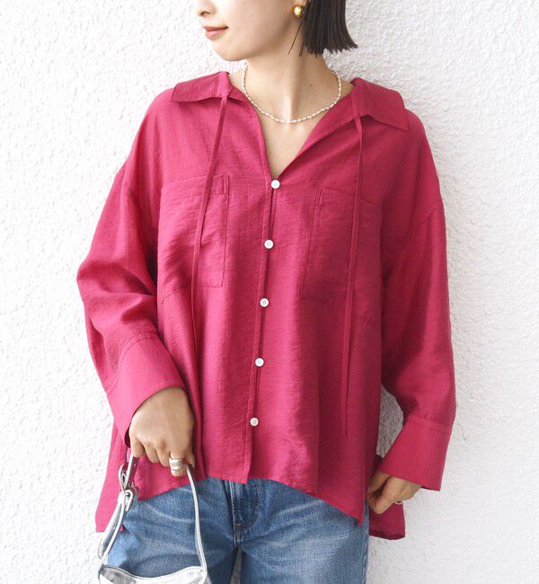 SHIPS for women「〈手洗い可能〉シアー シルク混 オープンカラー シャツ」|シャツ・ブラウス|