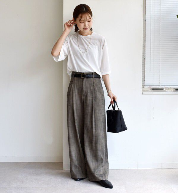 SHIPS for women「〈手洗い可能〉シアー トリコット ポリエステル ベロア 五分袖 ワイド TEE」|Tシャツ・カットソー|