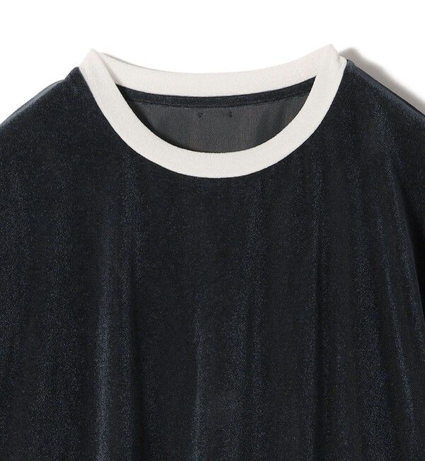 SHIPS for women「〈手洗い可能〉シアー トリコット ポリエステル ベロア 五分袖 ワイド TEE」|Tシャツ・カットソー|